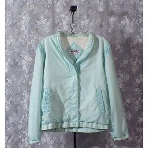 Grannycore Windy Weather Vintage 80s Teal Windbreaker Mall Walker Size Large